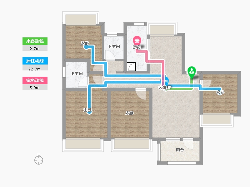 江苏省-无锡市-融创玉兰公馆-87.36-户型库-动静线