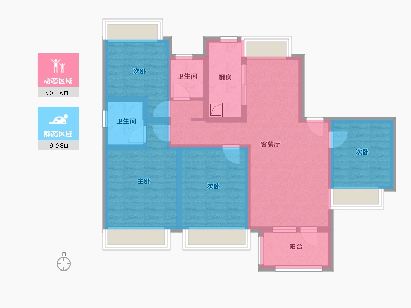 江苏省-无锡市-融创玉兰公馆-87.36-户型库-动静分区