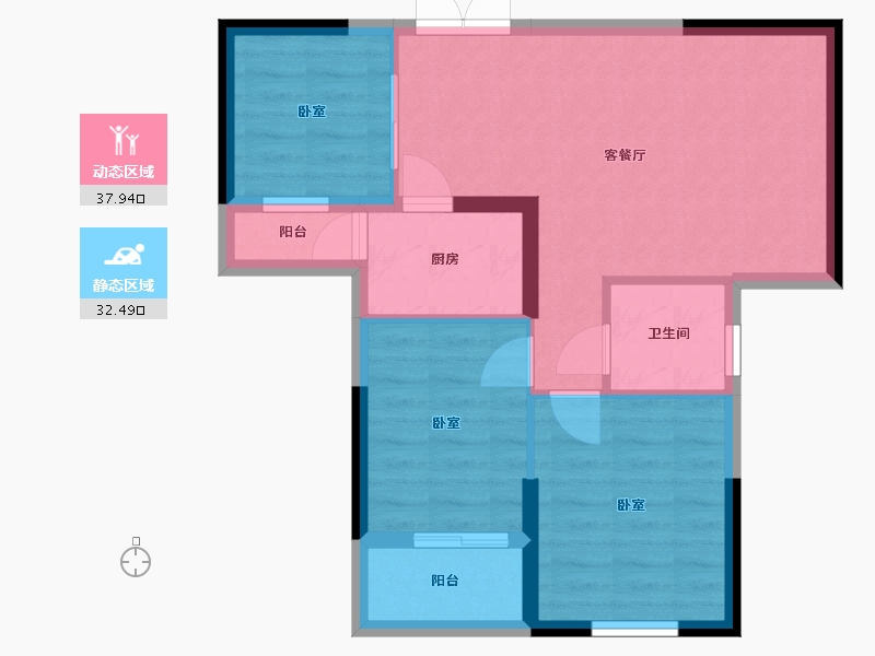 湖北省-武汉市-卧龙墨水湖边领墅-62.87-户型库-动静分区