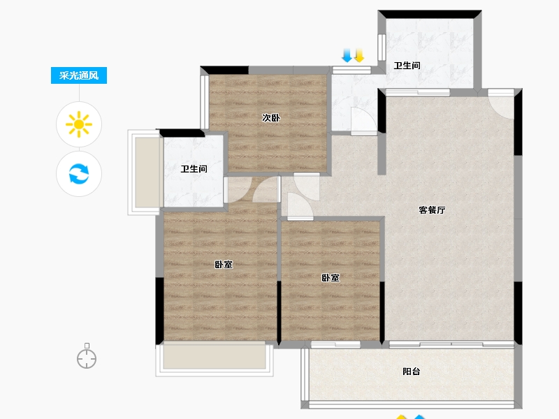 湖南省-郴州市-德泰宝领嘉园-93.89-户型库-采光通风