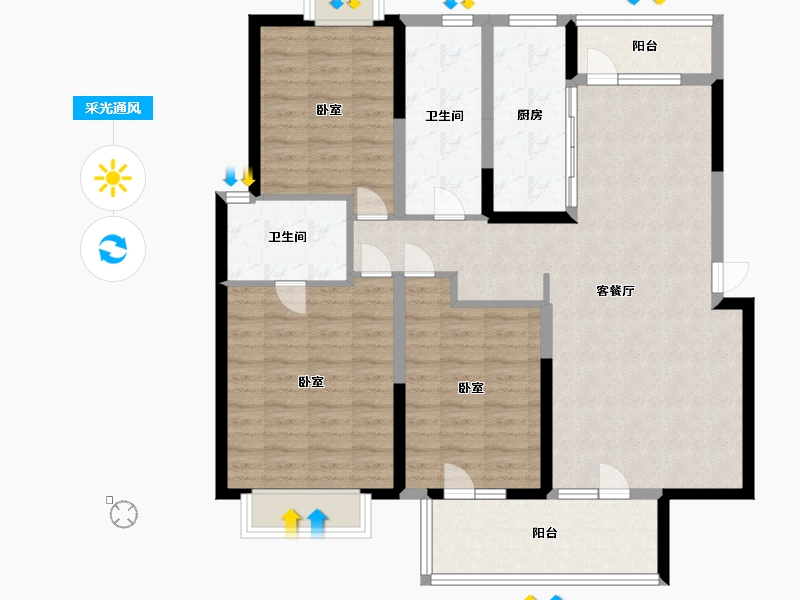 湖北省-武汉市-南国中心二期-110.99-户型库-采光通风