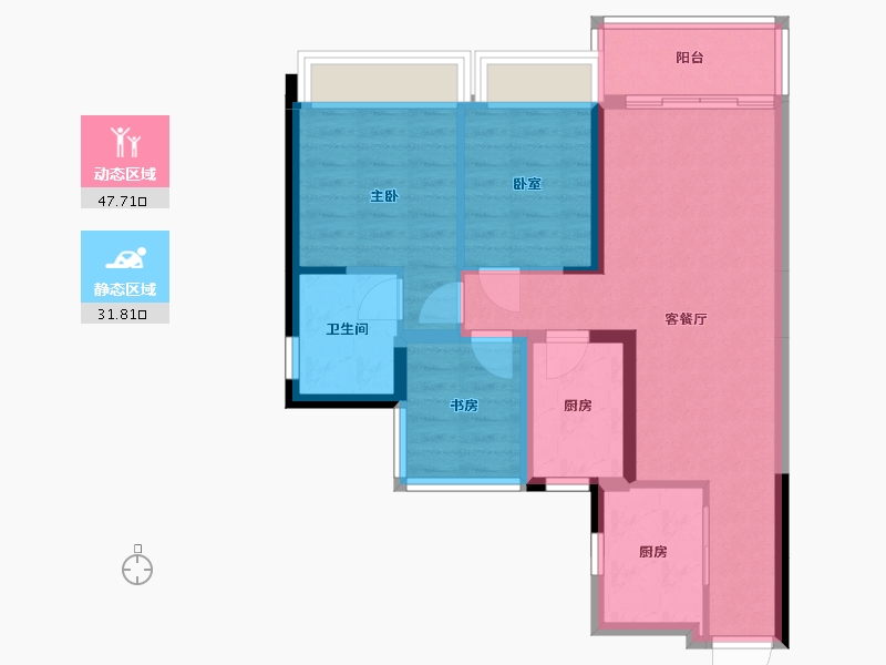 广东省-清远市-碧桂园假日半岛-70.39-户型库-动静分区