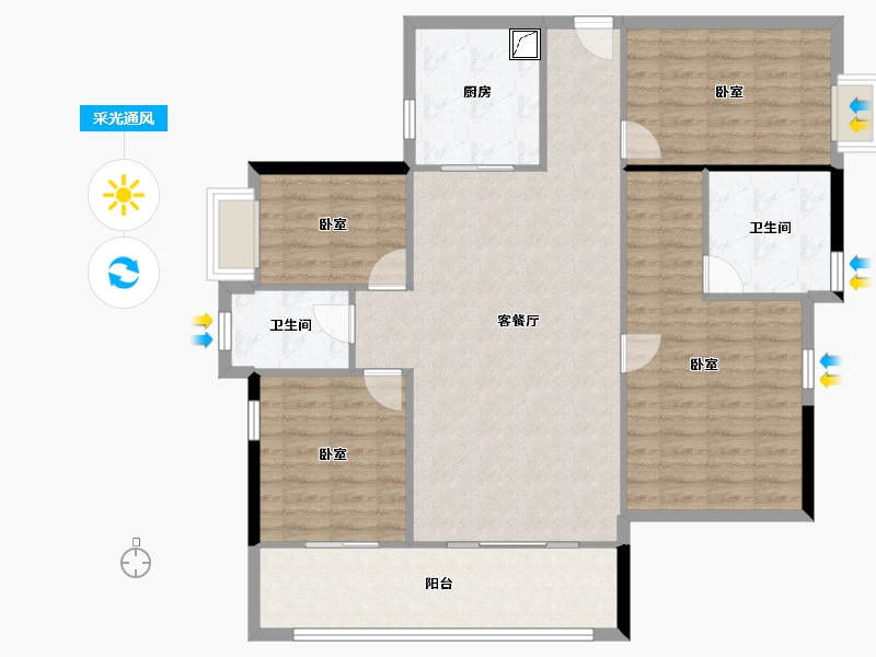 广东省-东莞市-万科珠江东岸-118.82-户型库-采光通风