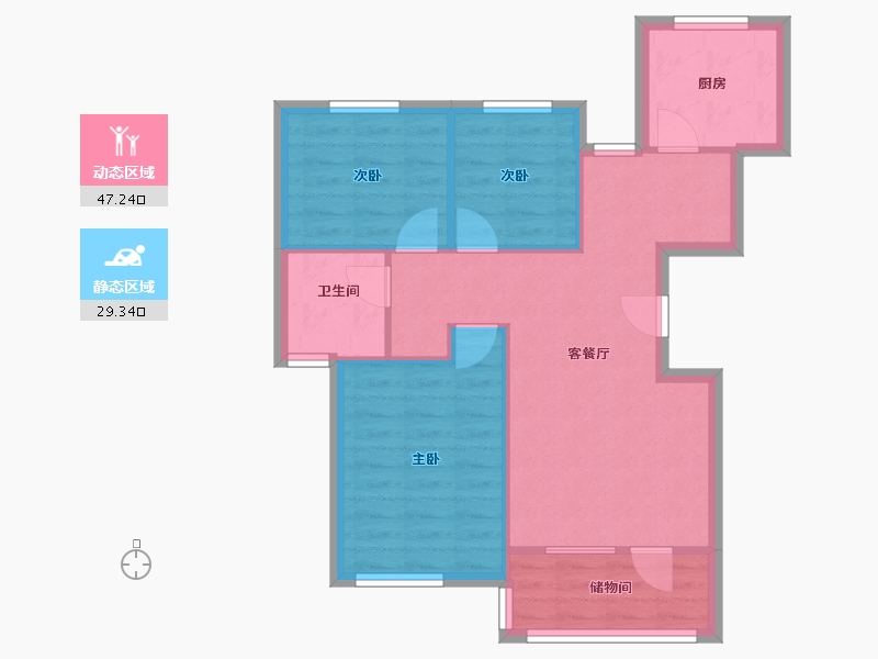 天津-天津市-原筑-68.86-户型库-动静分区