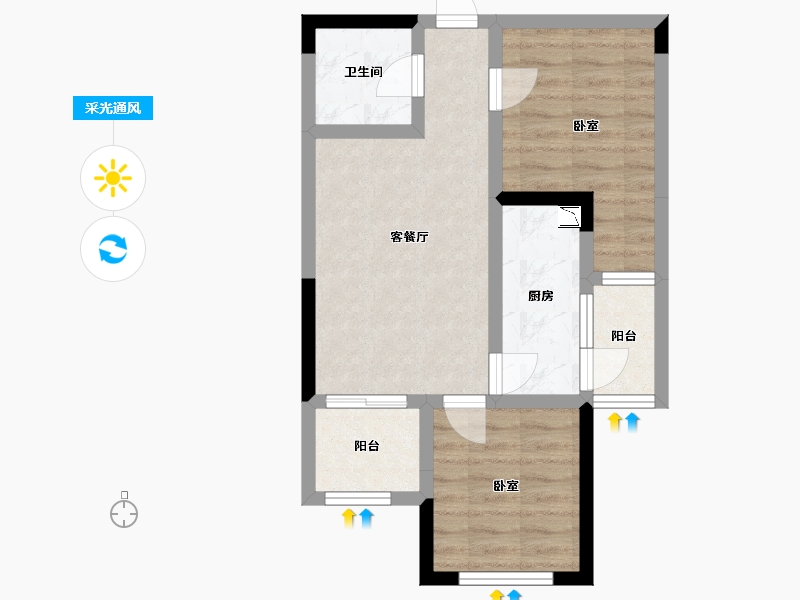 四川省-成都市-圣沅红星城市广场住宅-52.35-户型库-采光通风