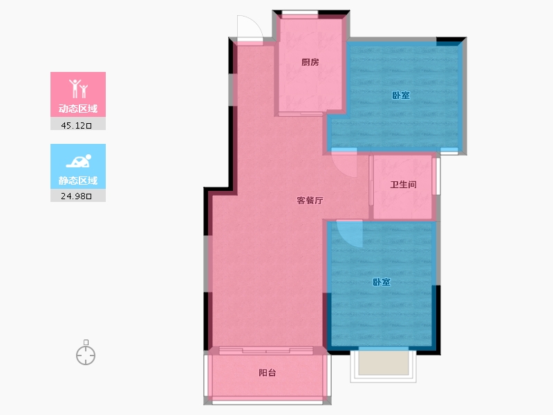 江苏省-镇江市-瑄园-62.67-户型库-动静分区