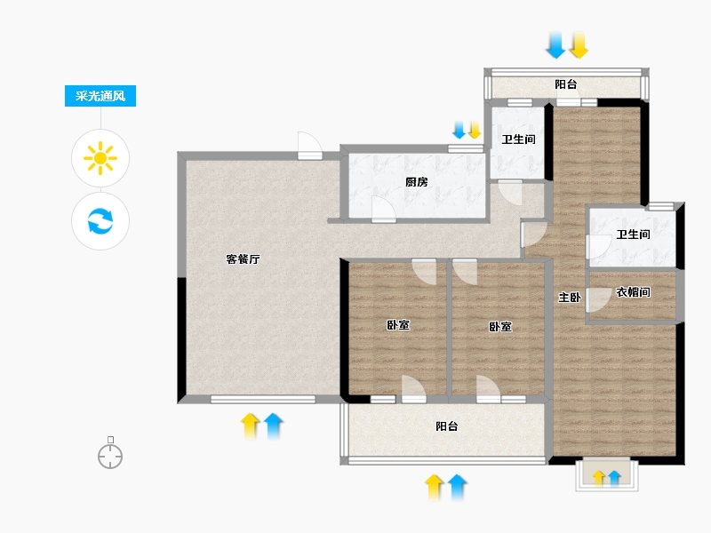 湖北省-武汉市-南国中心二期-134.00-户型库-采光通风