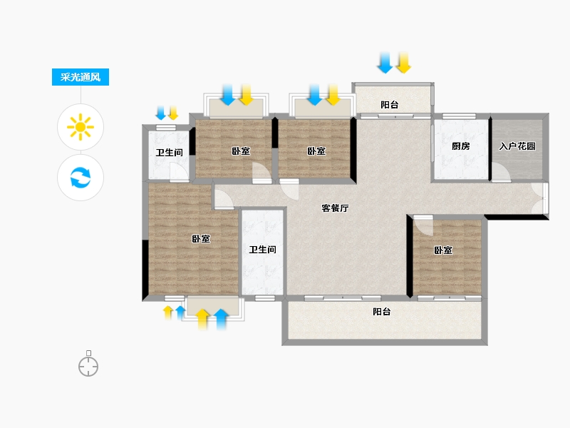 湖南省-郴州市-中港瓏熙府-131.00-户型库-采光通风