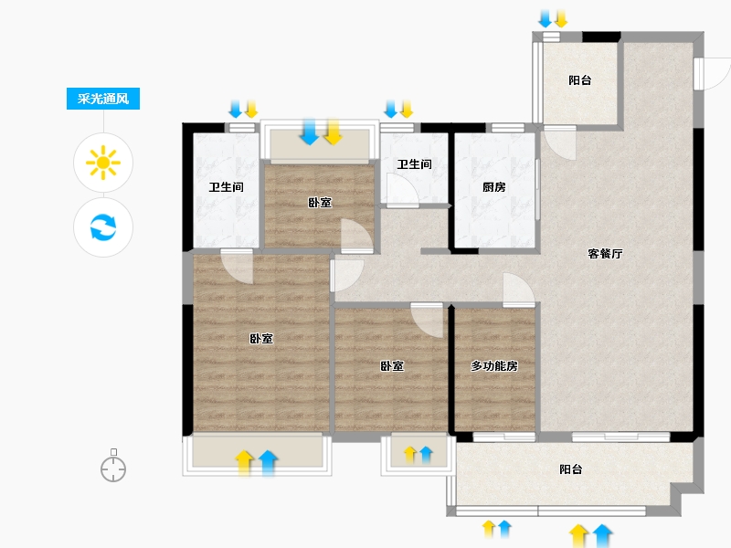 湖南省-衡阳市-奥园·铂誉府-99.79-户型库-采光通风