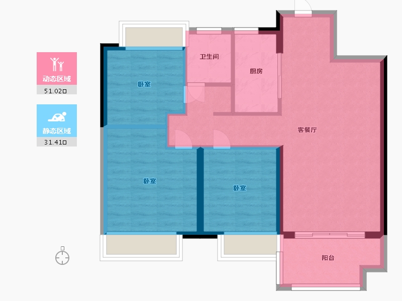 江苏省-镇江市-明发盛世家园·峰景苑-74.00-户型库-动静分区