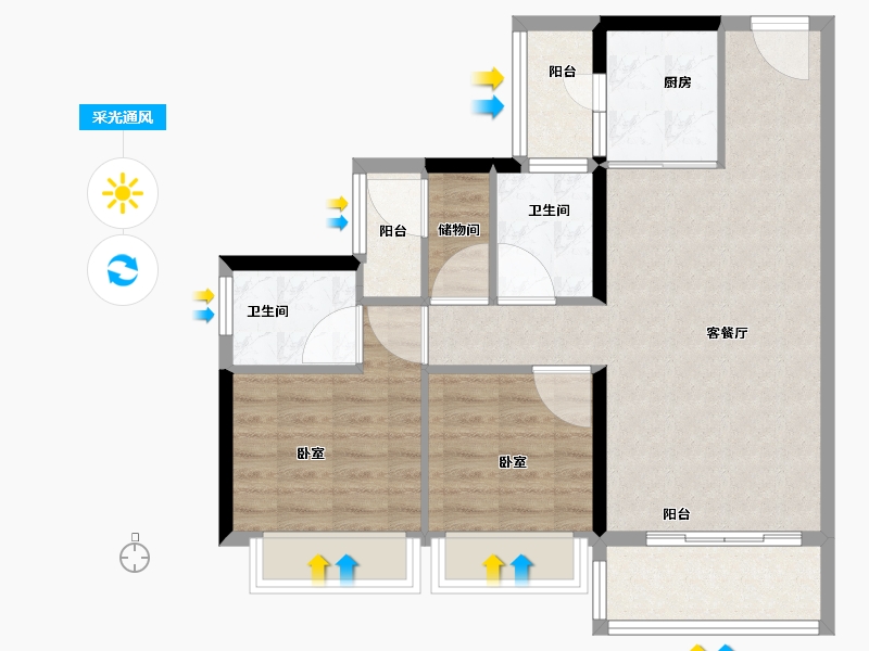 广东省-广州市-方圆星宇月岛-75.01-户型库-采光通风