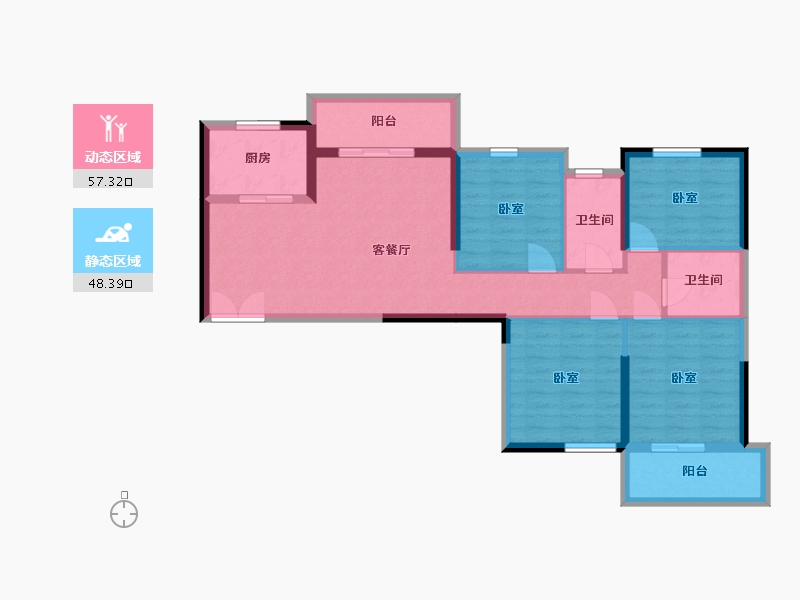 湖北省-武汉市-卧龙墨水湖边领墅-94.44-户型库-动静分区