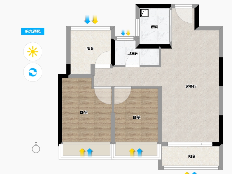 广东省-肇庆市-恒泰悦璟府-70.00-户型库-采光通风