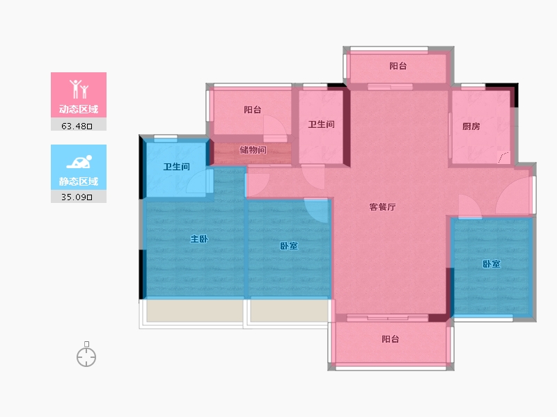 广东省-清远市-碧桂园假日半岛-87.54-户型库-动静分区