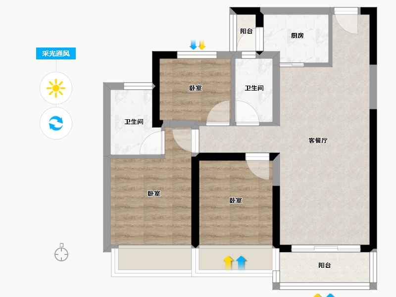 湖南省-常德市-安乡山湖海上城-59.38-户型库-采光通风