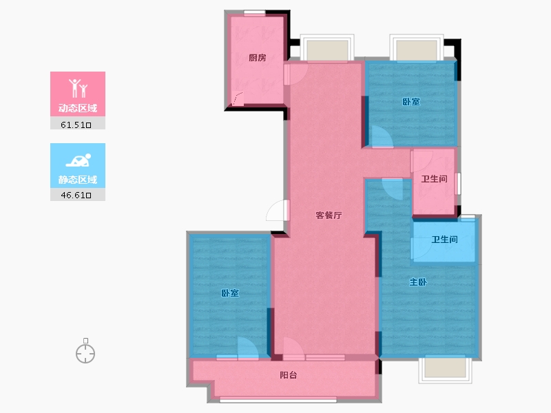 湖北省-武汉市-融创融公馆-95.63-户型库-动静分区