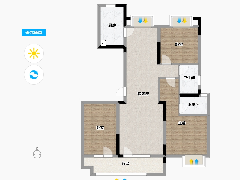 湖北省-武汉市-融创融公馆-95.63-户型库-采光通风