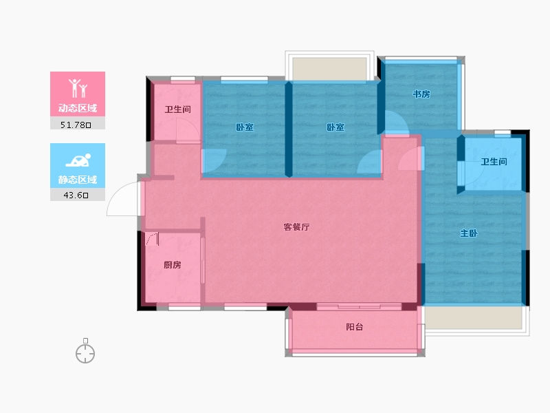 广东省-清远市-碧桂园假日半岛-85.32-户型库-动静分区