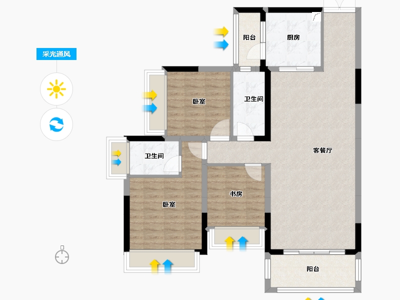 广东省-梅州市-正兴万象江山三期-98.96-户型库-采光通风