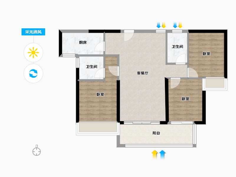 广东省-河源市-和平碧桂园·星钻-82.46-户型库-采光通风