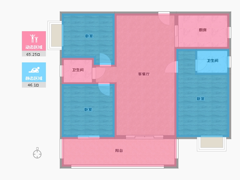 湖南省-邵阳市-新邵奥莱小镇二期-99.87-户型库-动静分区