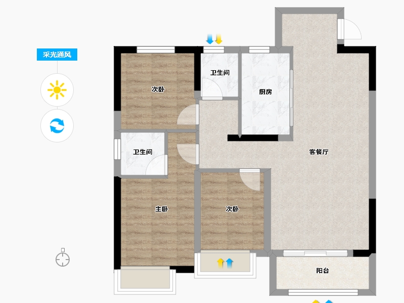 吉林省-长春市-大众置业净月江山樾-78.99-户型库-采光通风