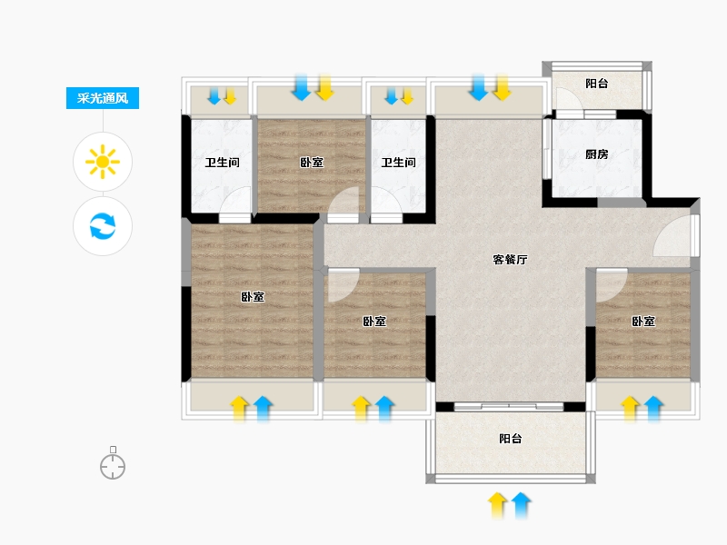 广东省-河源市-铭成华府-91.00-户型库-采光通风