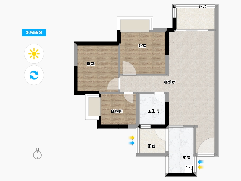 广东省-广州市-凯德·凯荔花园-68.00-户型库-采光通风