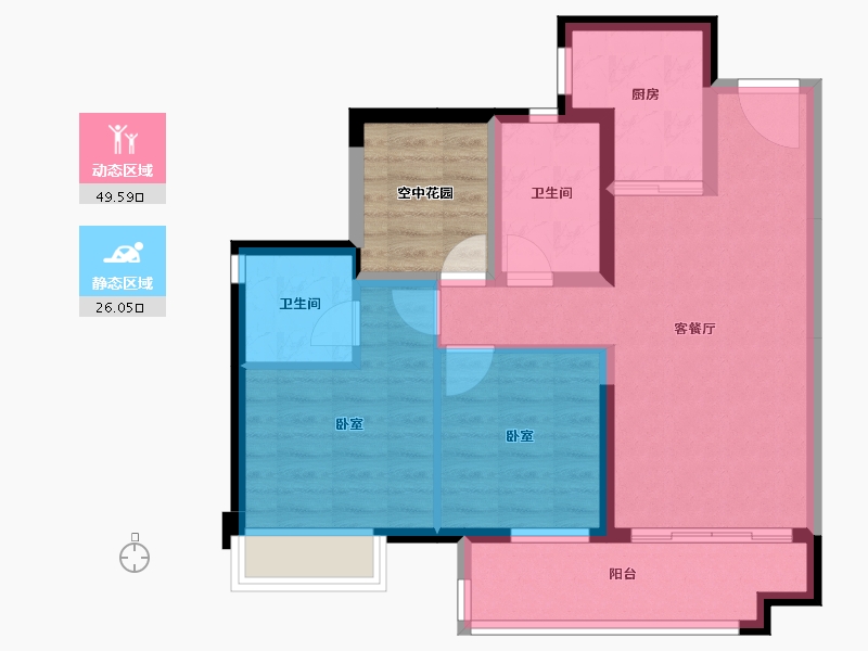 广东省-珠海市-新会保利玥府-72.88-户型库-动静分区