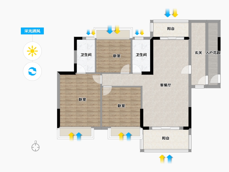 广东省-阳江市-泓基泓景苑-105.42-户型库-采光通风