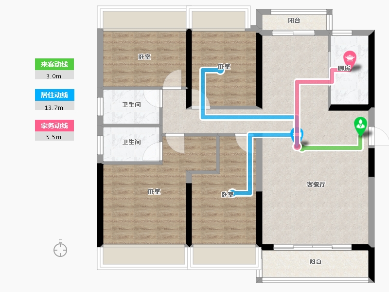 广东省-河源市-碧桂园凤凰名筑-105.08-户型库-动静线