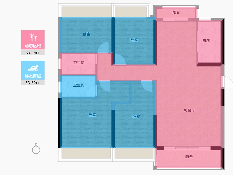 广东省-河源市-碧桂园凤凰名筑-105.08-户型库-动静分区