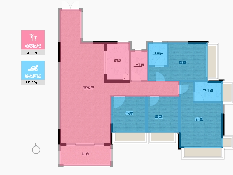 广东省-梅州市-正兴万象江山三期-111.56-户型库-动静分区