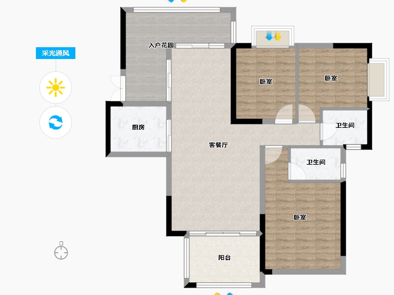 广东省-江门市-沃华中环广场-114.54-户型库-采光通风