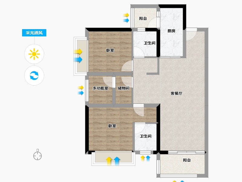 广东省-佛山市-岭南天地怡廷-79.34-户型库-采光通风