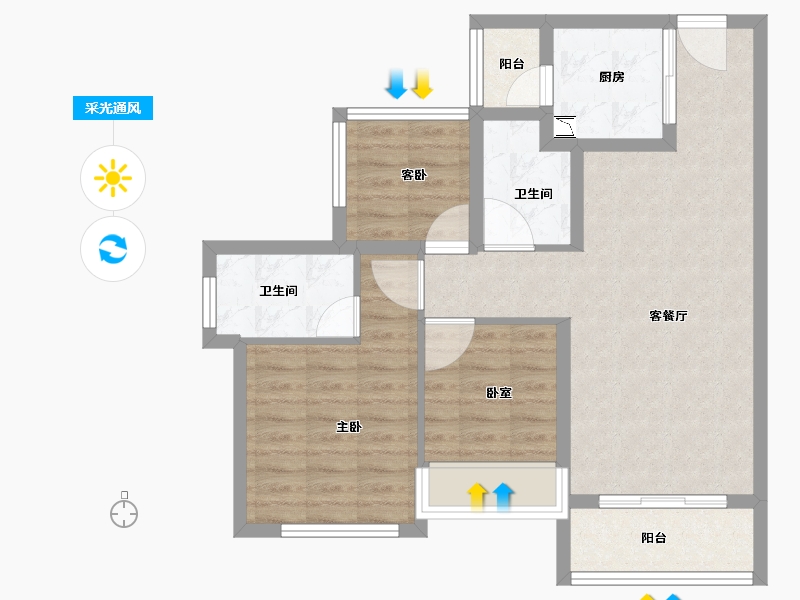 广东省-肇庆市-龙光玖誉城-74.01-户型库-采光通风