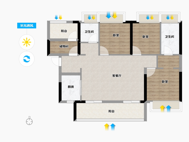 广东省-佛山市-卓越金科集美江湾-94.00-户型库-采光通风