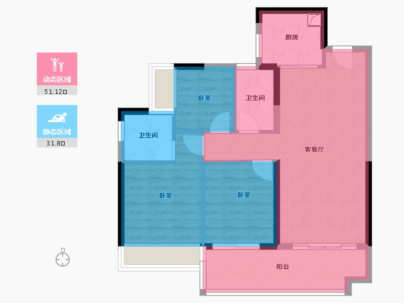 广东省-河源市-和平碧桂园·星钻-74.28-户型库-动静分区