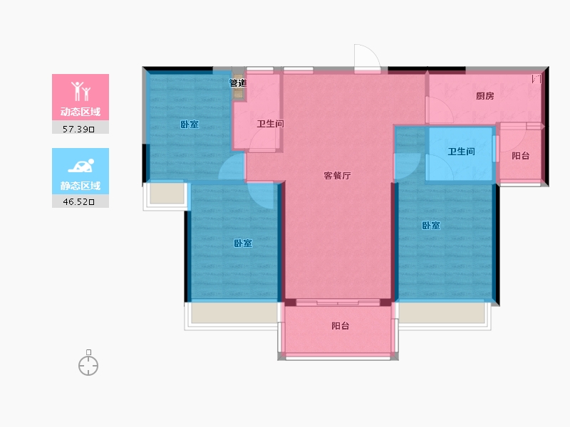 广东省-河源市-碧桂园凤凰名筑-94.00-户型库-动静分区