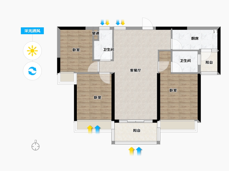 广东省-河源市-碧桂园凤凰名筑-94.00-户型库-采光通风