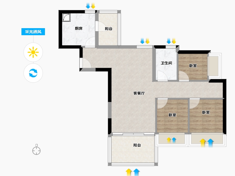 广东省-东莞市-新鸿基珑汇-70.05-户型库-采光通风