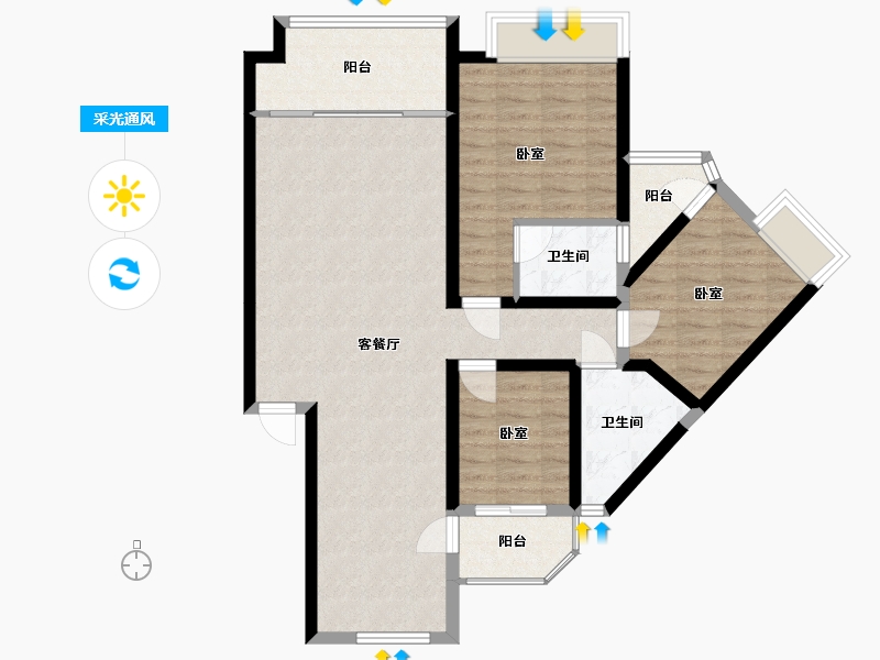 湖南省-郴州市-桂东县汇达豪庭-92.65-户型库-采光通风