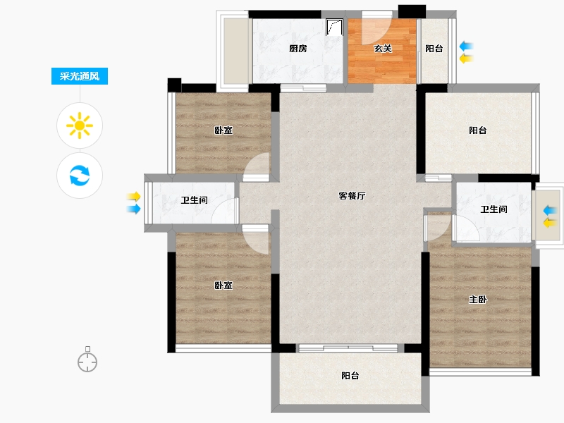 广东省-惠州市-华廷悦府-97.72-户型库-采光通风