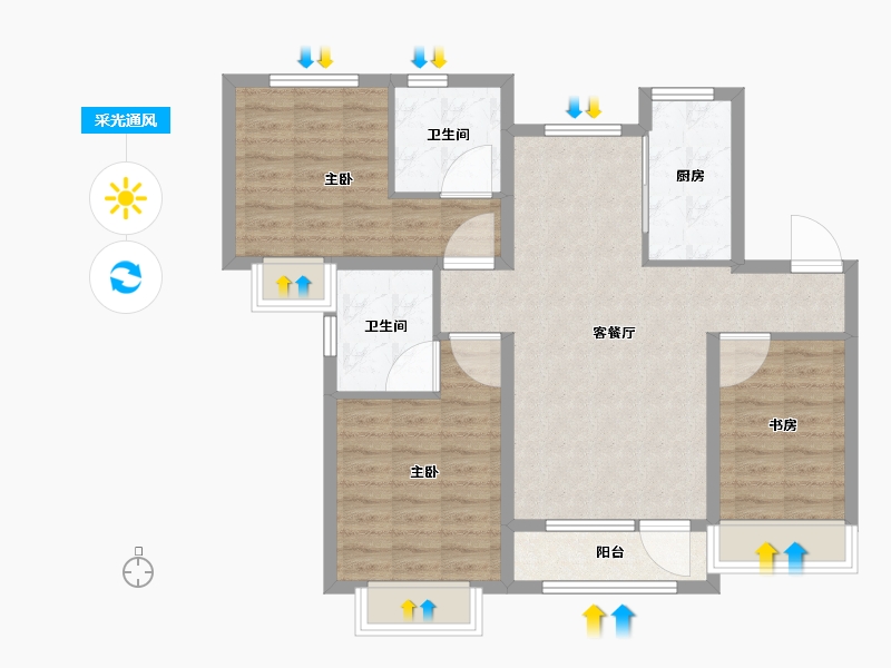 山东省-威海市-华发九龙湾-86.28-户型库-采光通风