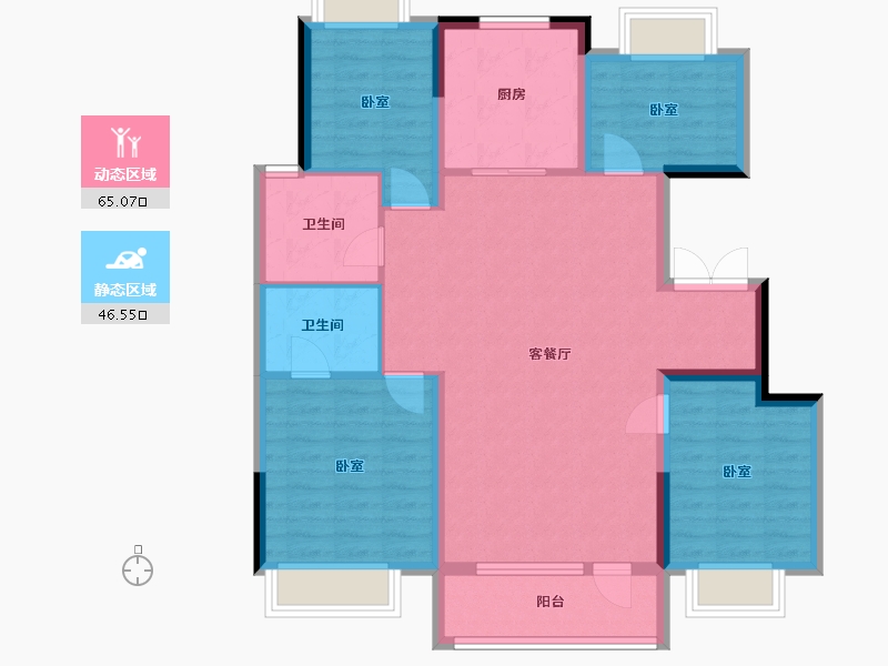 吉林省-通化市-龍湖蓝山-100.35-户型库-动静分区