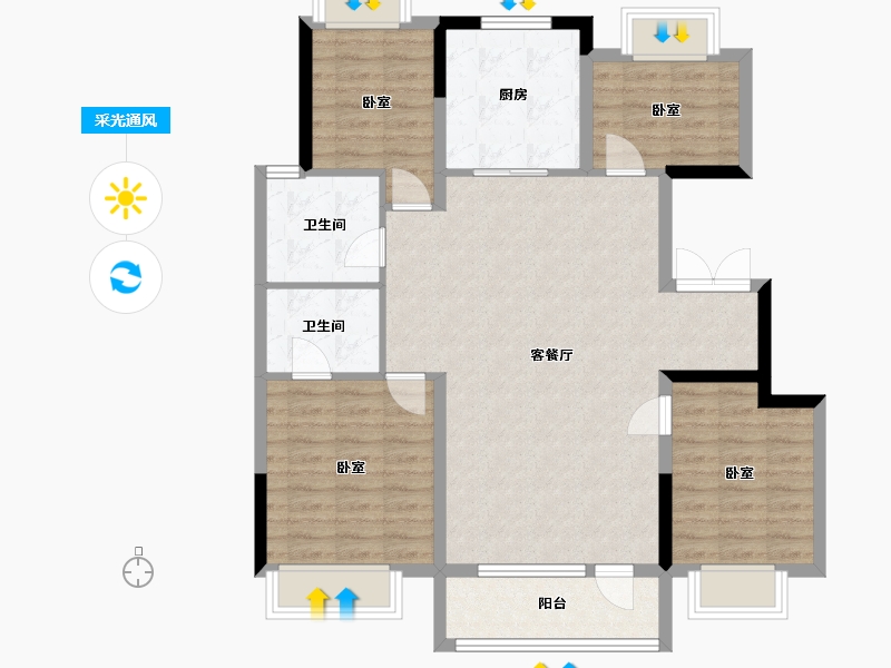 吉林省-通化市-龍湖蓝山-100.35-户型库-采光通风