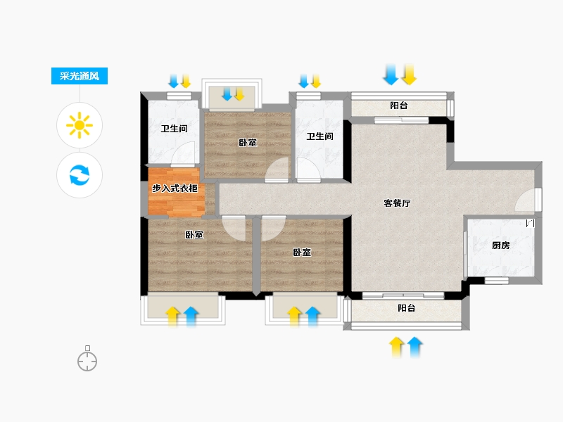 广东省-江门市-保利中央公馆-71.24-户型库-采光通风