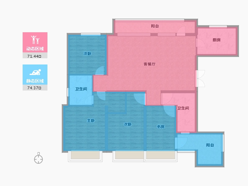 山东省-威海市-华发九龙湾-130.28-户型库-动静分区