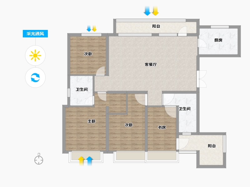 山东省-威海市-华发九龙湾-130.28-户型库-采光通风