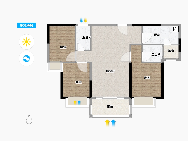 广东省-梅州市-碧桂园凤悦台-86.00-户型库-采光通风